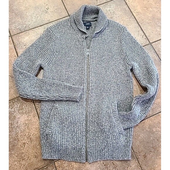 1901 Mens Cardigan Sweater Lrg Zip Up Gray Excellent Condition Preppy Casual - Picture 1 of 8